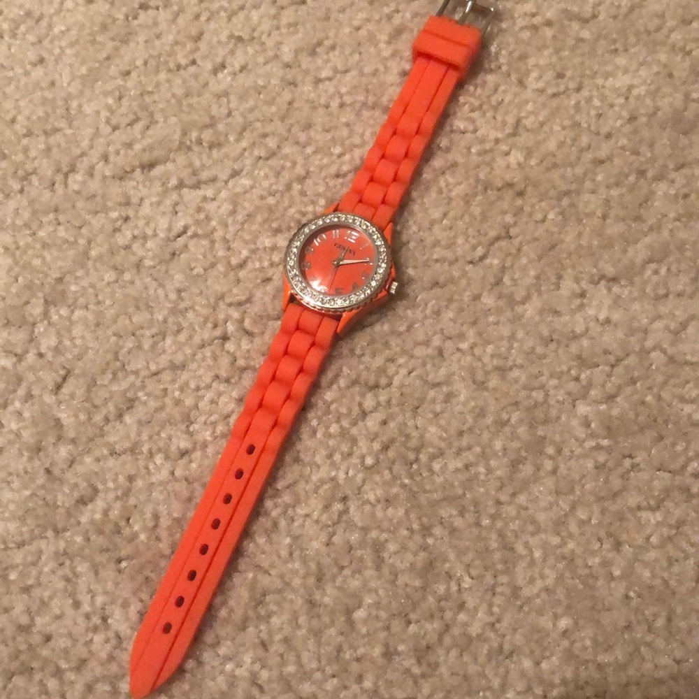 Women’s Geneva Orange Rubber Watch